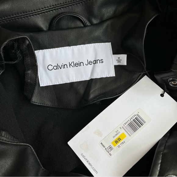 Calvin Klein Faux Leather Shirt Jacket - Picture 3 of 5